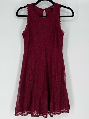 MY MICHELLE Sleeveless Lace Fit & Flare Dress in Burgundy